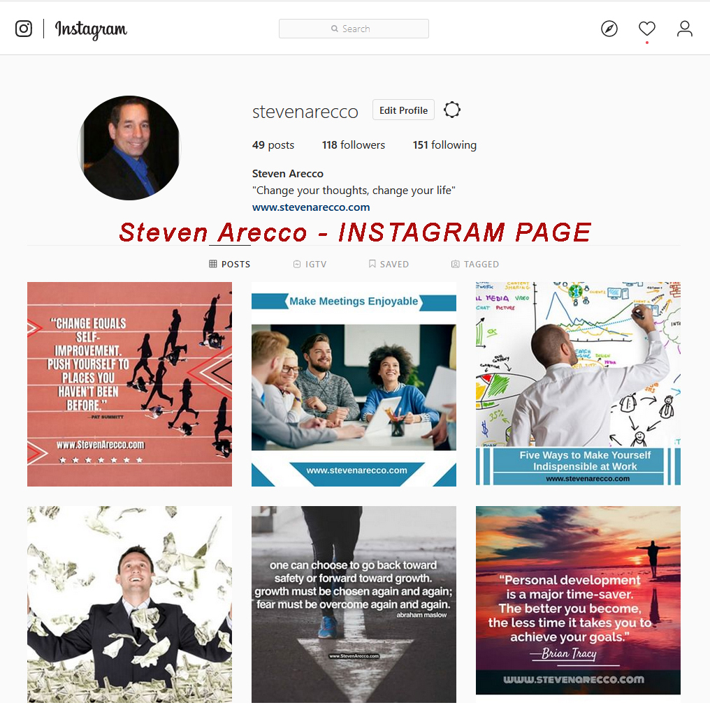 Personal Development Groups - Instagram - Steven D. Arecco